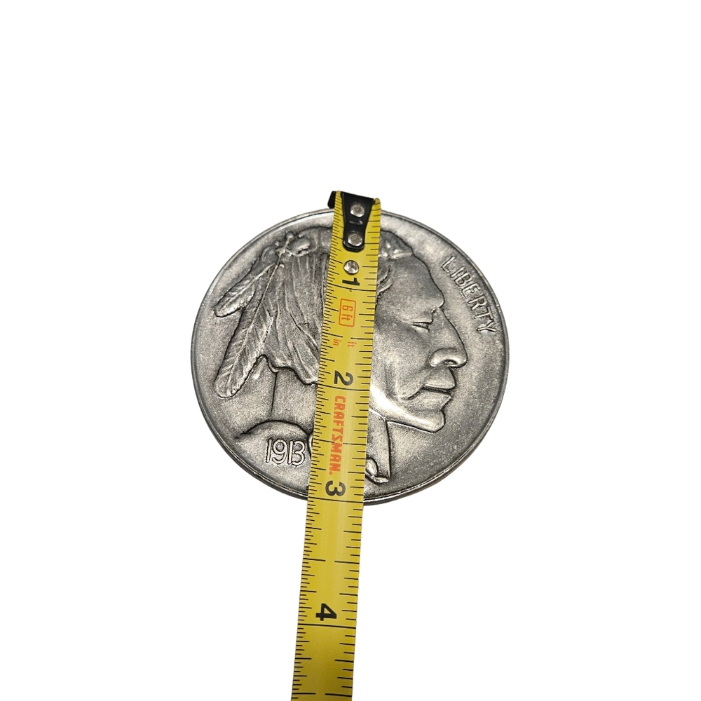 1913 Silver Buffalo Nickel Replica Coin Paperweight 3 In.